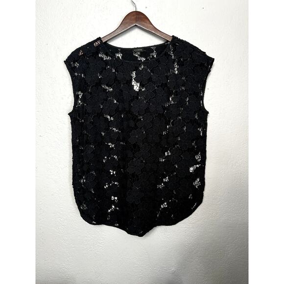 NEW! Talbots Crochet Floral Cover Up Top Eyelet Knit Black - XS - Picture 2 of 3